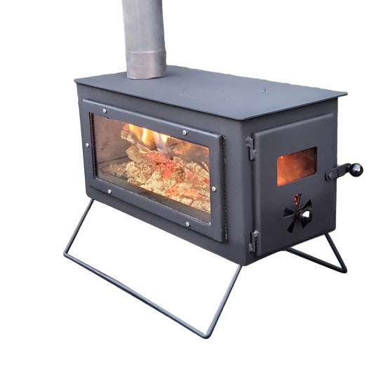 DELUX CAMPING STOVE WITH GLASS FIRE BOX