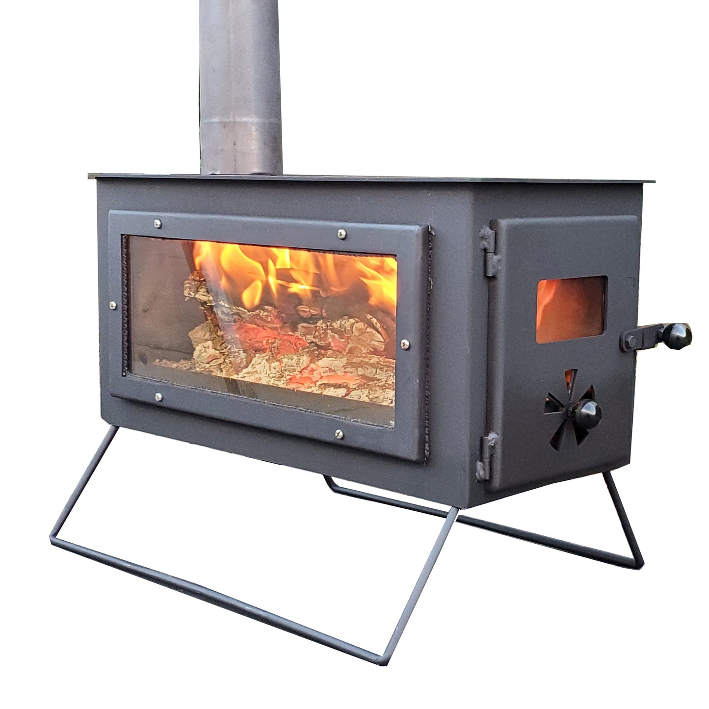 DELUX CAMPING STOVE WITH GLASS FIRE BOX