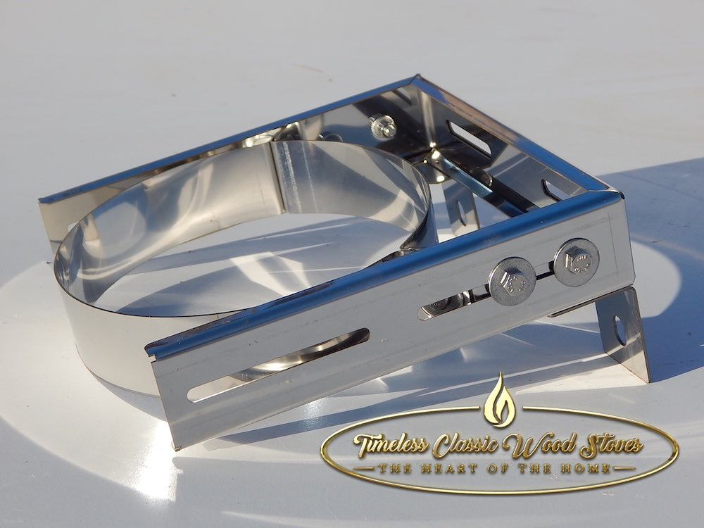 thumbnail image 2 of Stainless Steel Chimney Pipe Bracket - Adjustable Wall Mount Holder For 150mm (6") Flue Pipe 2 of 13